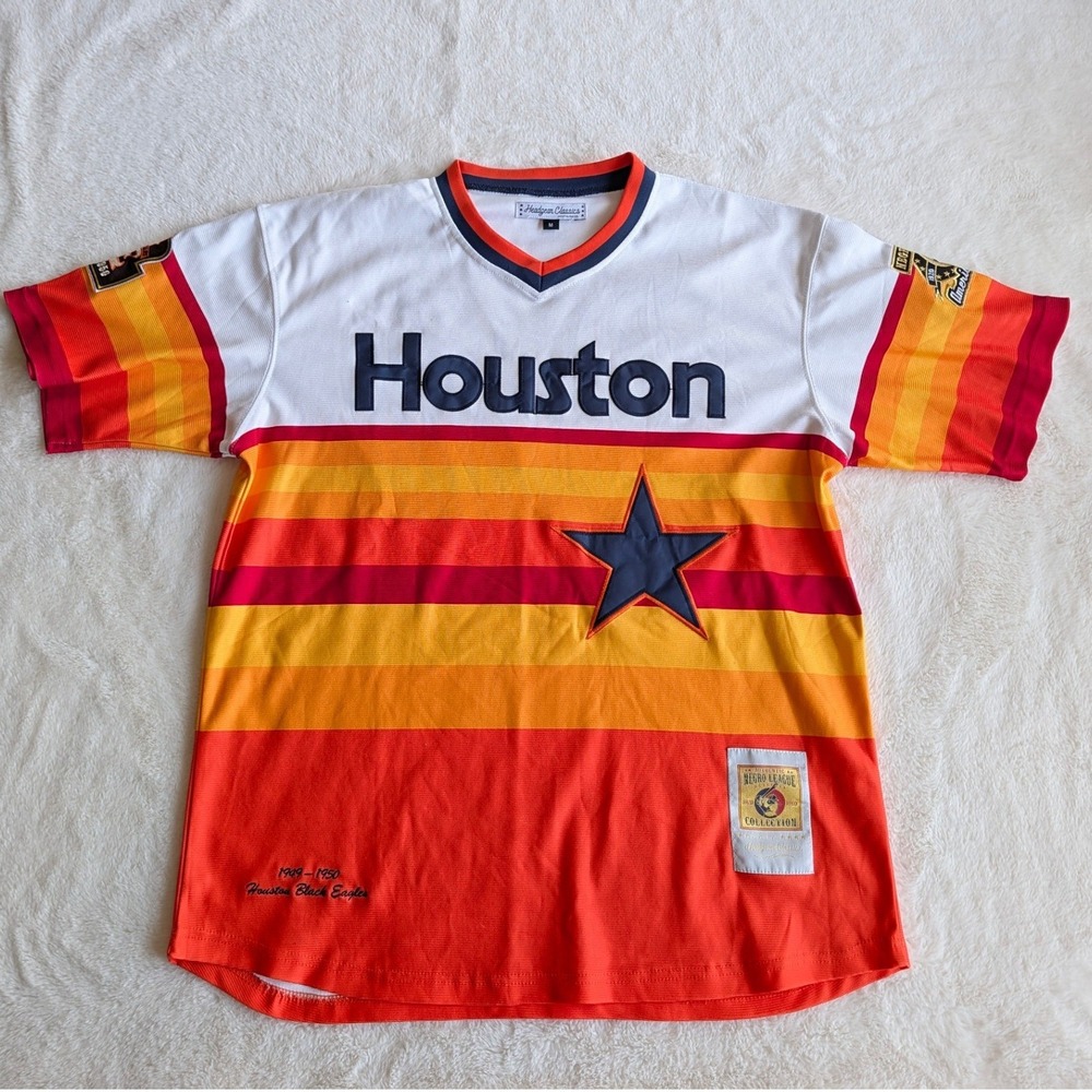 Headgear Classics Houston Black Eagles Negro League Jersey Orange Stripe Men's M